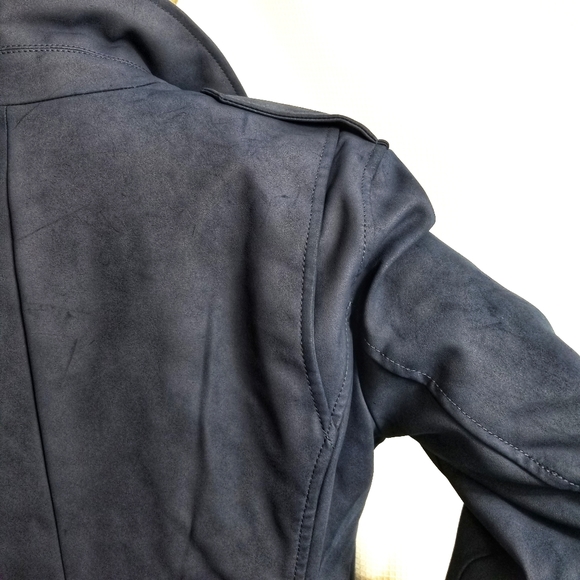 NINE WEST Biker Jacket Navy Brushed Faux Leather - Picture 7 of 8